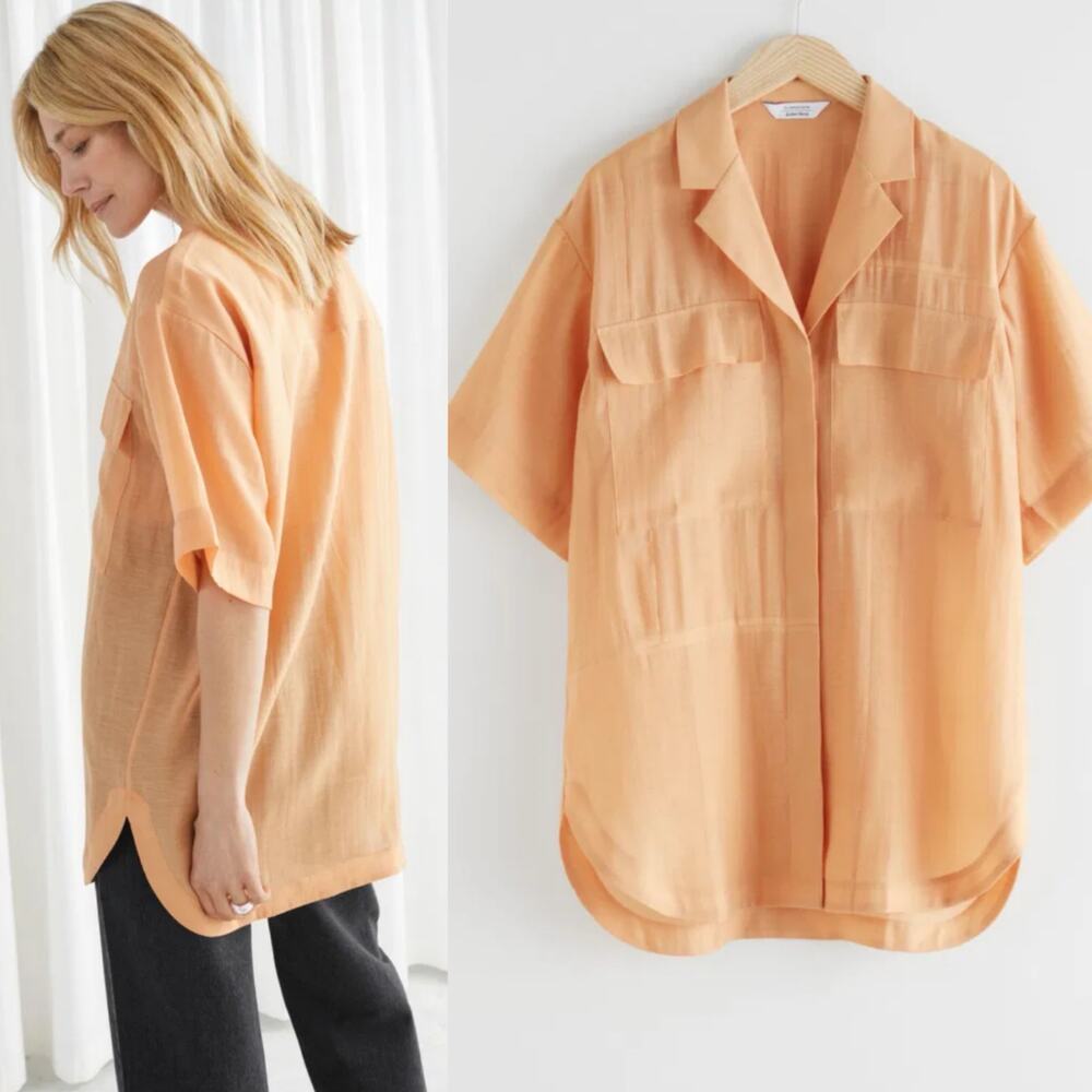 & Other Stories Oversized Flap Pocket shirt in Orange